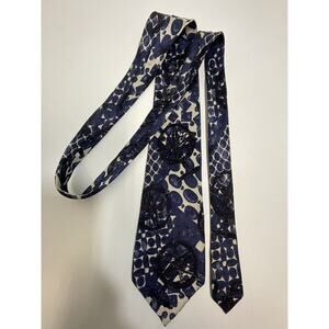 Seigo New York For Nordstrom Classic Silk Tie Designer Art Print Silver Tipping